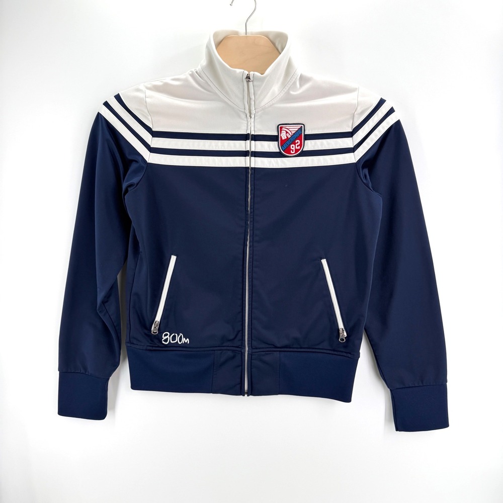 Y2K Abercrombie & Fitch Track Jacket Men's M Navy White Sporty Vintage Preppy